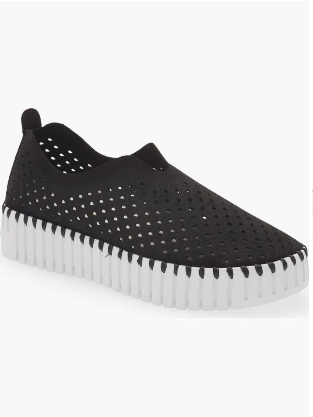 Isle Jacobsen Black and white Tulip Slip-On Perforated Knit Sneakers size 36